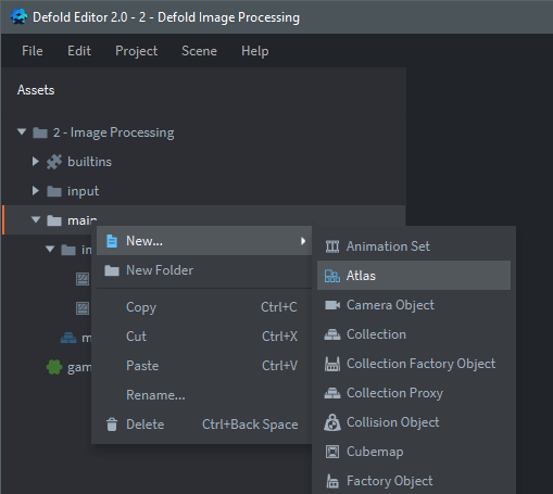 Defold project settings